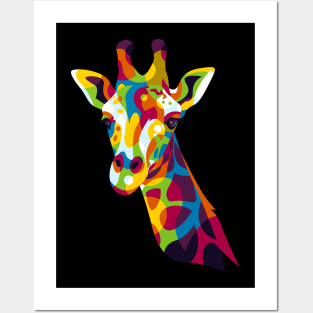 The Colorful Giraffe Head Posters and Art